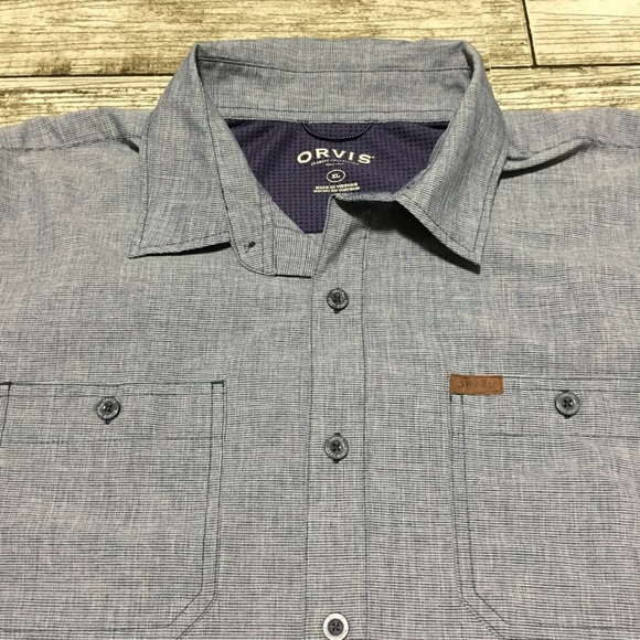 Orvis Classic Collection Shirt Men’s XL Blue Short Sleeve Lightweight Hiking - Picture 7 of 10